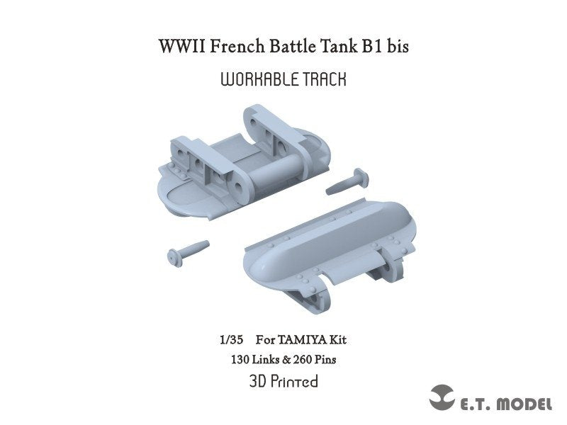 Maquette ET Model P35-019 Char de combat français B1 bis de la Seconde Guerre mondiale, chenilles fonctionnelles (impression 3D), échelle 1/35