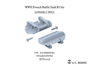 Maquette ET Model P35-019 Char de combat français B1 bis de la Seconde Guerre mondiale, chenilles fonctionnelles (impression 3D), échelle 1/35
