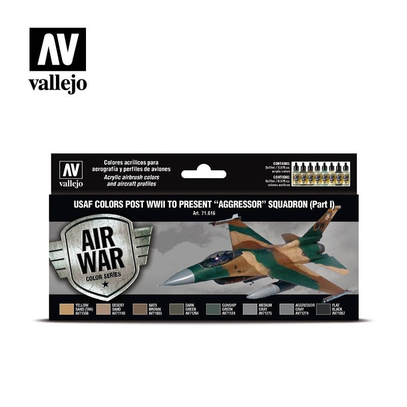 Vallejo 71616 Couleurs de l'USAF, de l'après-Seconde Guerre mondiale à nos jours, Escadron Aggressor, Partie I, 8 x 17 ml