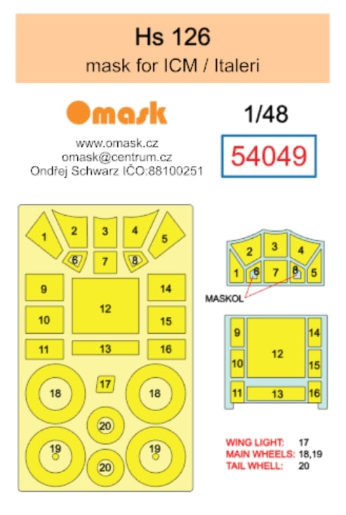 Masque Omask 54049 Hs 126 (pour ICM / Italeri) 1/48 – immagine 2