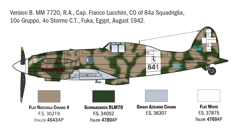 Italeri 1481 Macchi MC.202 Flogore &amp;quot;As&amp;quot; - 5 As de la Regia Aeronautica Versions 1/72 – image 3