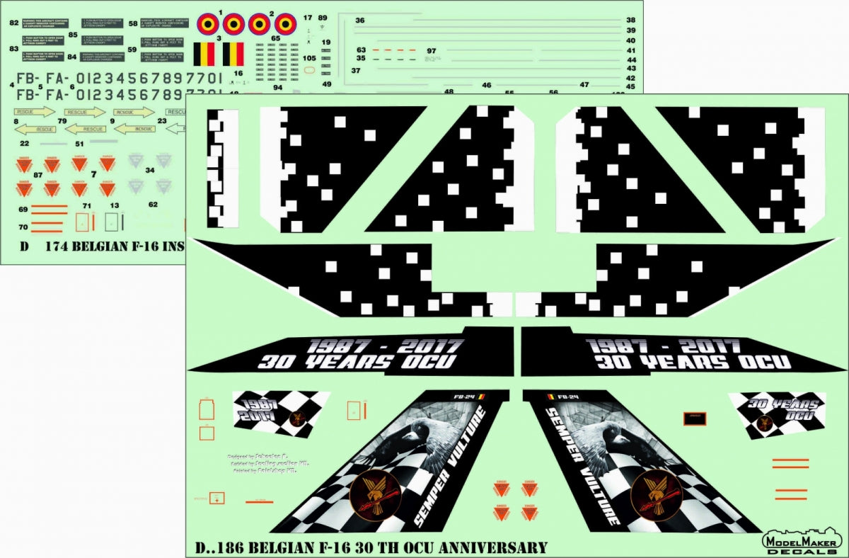 ModelMaker Decals D48186 F-16 belge 30e anniversaire de l&amp;#39;OCU 1/48  – Bild 2