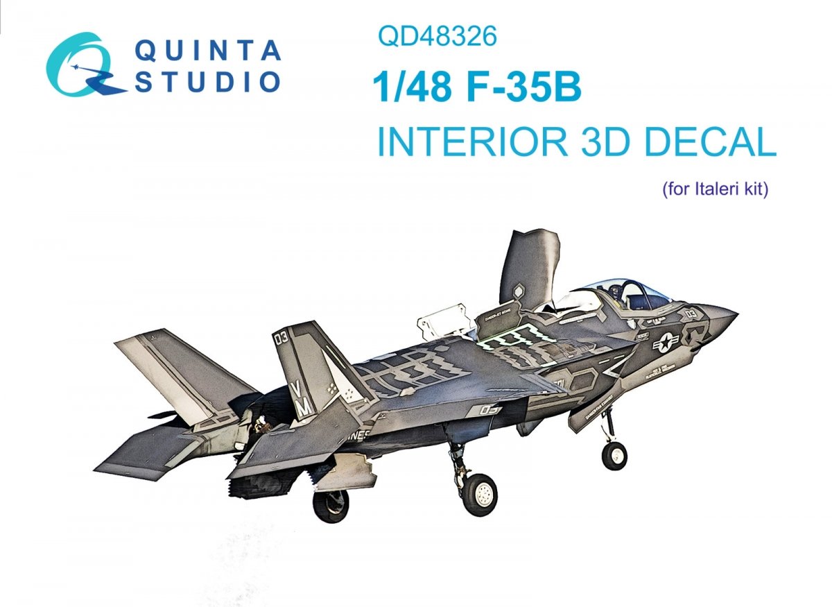 Intérieur imprimé en 3D et coloré pour le F-35B de Quinta Studio QD48326 (Italeri) à l&amp;#39;échelle 1/48