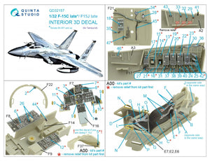 Quinta Studio QD32157 F-15C Late/F-15J late 3D-Printed &amp;amp; coloured Interior on decal paper (Tamiya) 1/32 – zdjęcie 7