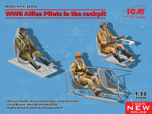 ICM 32112 Pilotes alliés de la Seconde Guerre mondiale dans le cockpit (britanniques, américains, soviétiques) 1/32