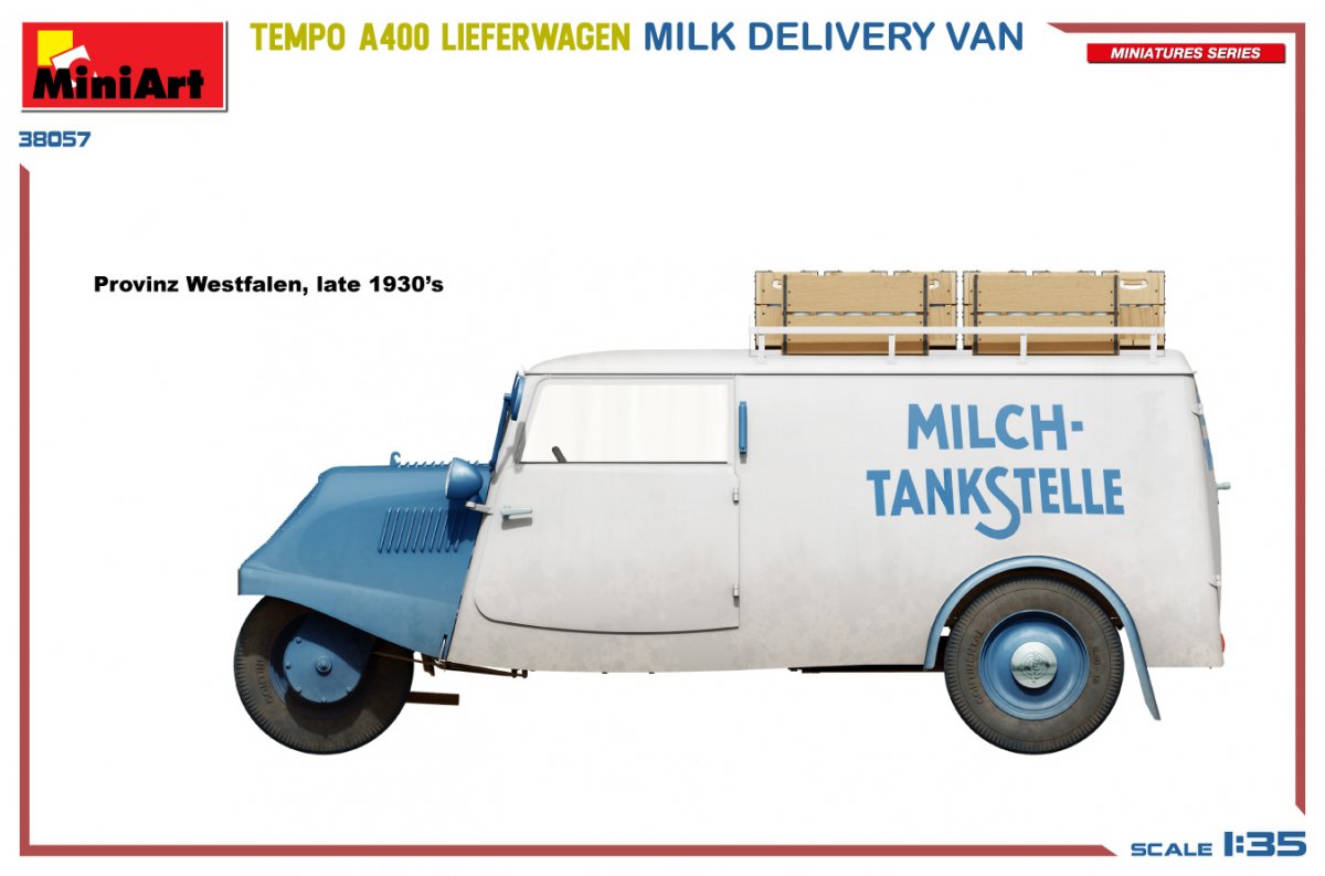 MiniArt 38057 TEMPO A400 LIEFERWAGEN. FOURgon DE LIVRAISON DE LAIT 1/35 – Bild 4