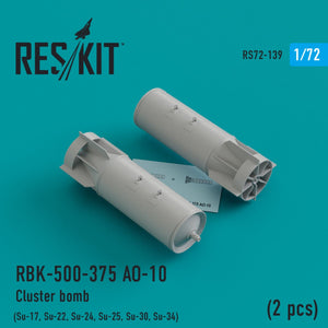 RESKIT RS72-0139 RBK-500-375 BO-10 BOMBES À SECONDES (2 PIÈCES) 1/72