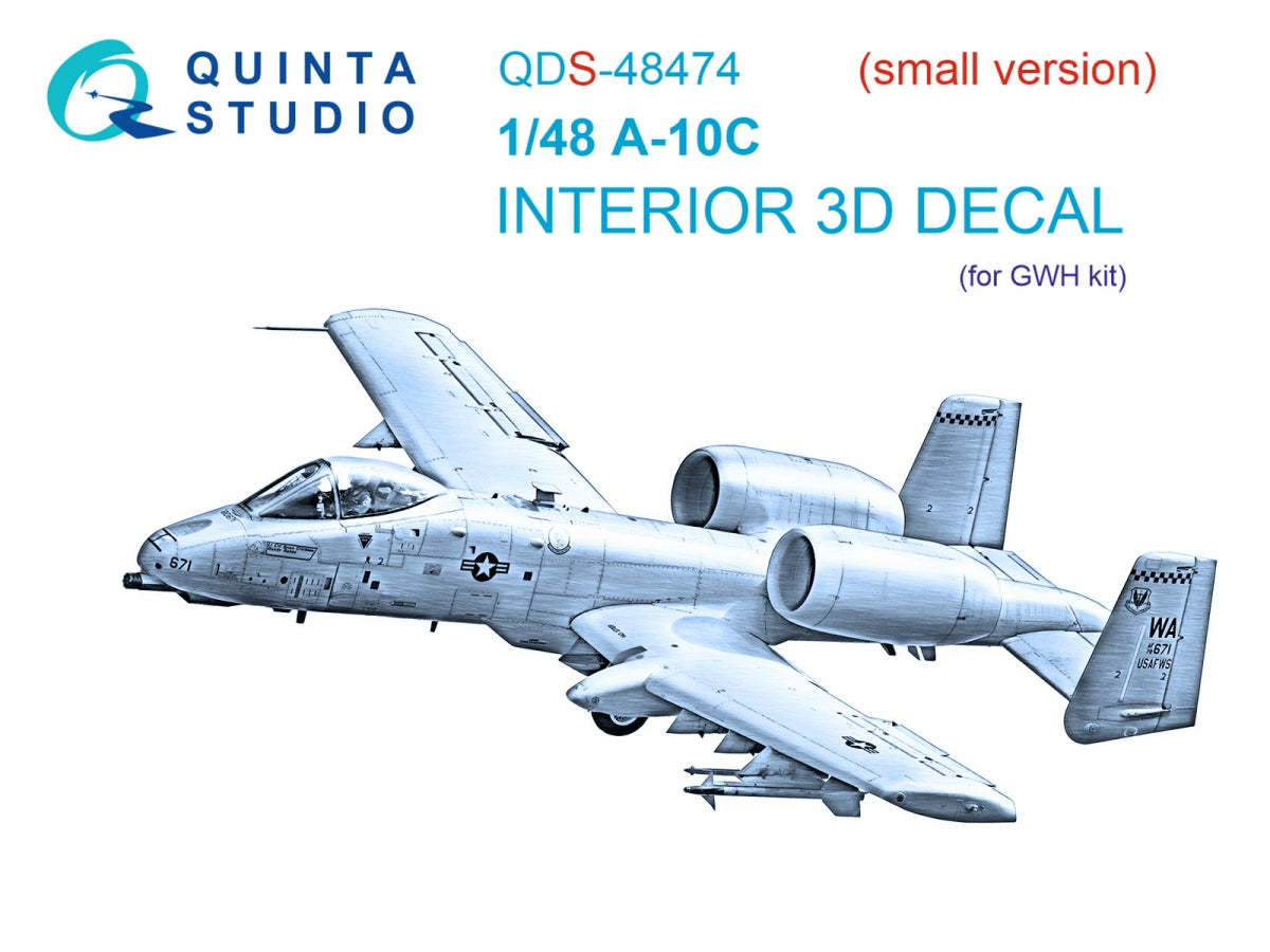 Intérieur coloré imprimé en 3D sur papier décalcomanie Quinta Studio QDS-48474 A-10C (GWH) (Petite version) 1/48