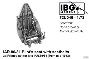 Siège de pilote IBG 72U046 avec ceintures de sécurité pour IAR 80/81 (version tardive, blindée, utilisée à partir de mi-1943) 1/72