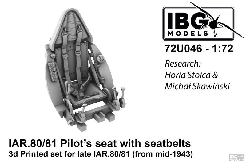 Siège de pilote IBG 72U046 avec ceintures de sécurité pour IAR 80/81 (version tardive, blindée, utilisée à partir de mi-1943) 1/72