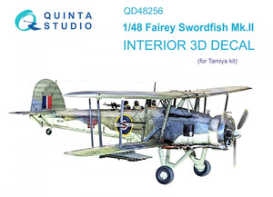 Intérieur imprimé en 3D et coloré sur papier décalcomanie Quinta Studio QD48256 Swordfish Mk.II (Tamiya) 1/48