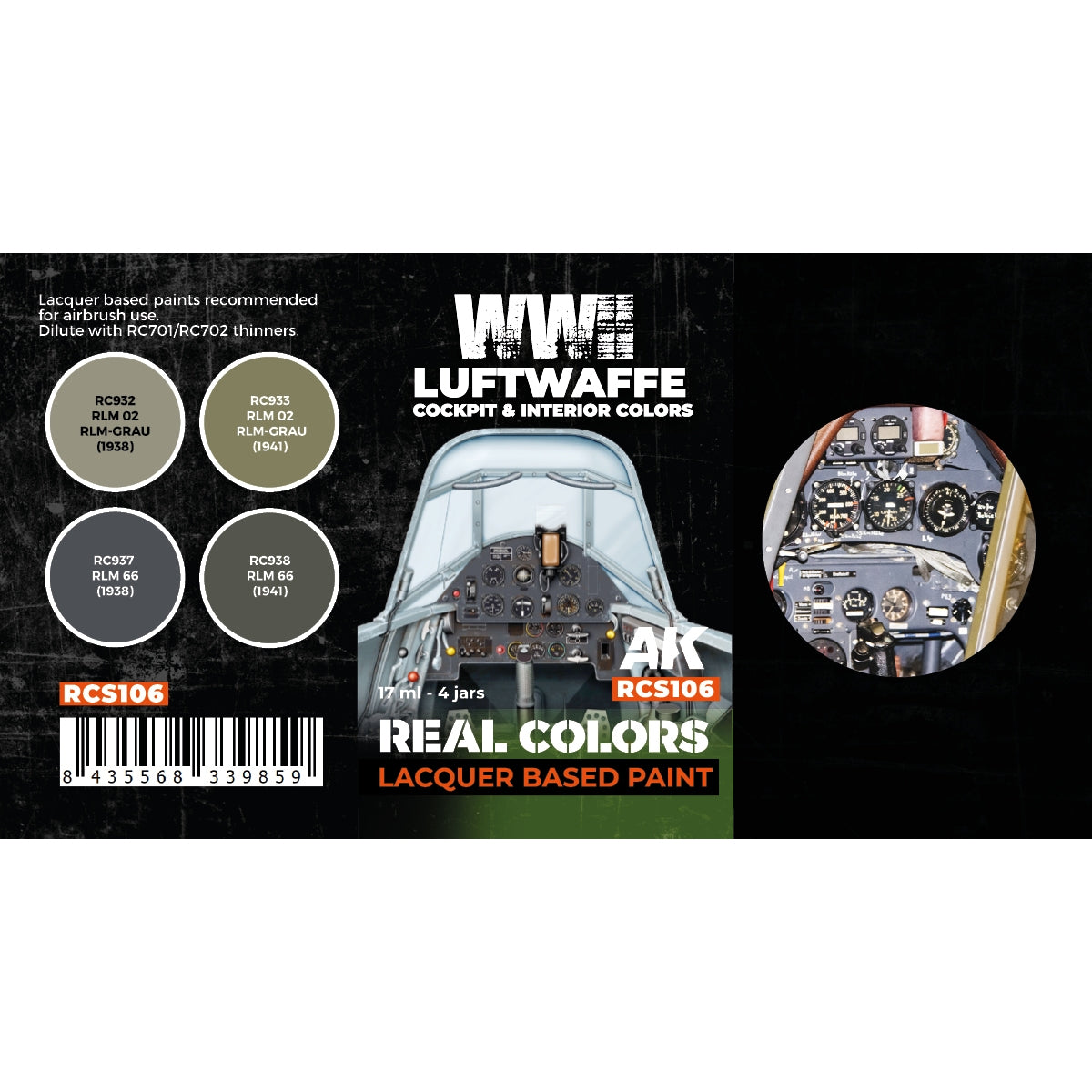 AK Interactive RCS106 Couleurs pour cockpit et intérieur de la Luftwaffe de la Seconde Guerre mondiale 4x17ml – image 2