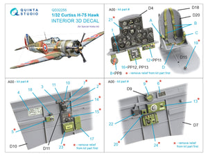 Intérieur imprimé en 3D et coloré sur papier décalcomanie Quinta Studio QD32255 Curtiss H-75 Hawk (Special Hobby) 1/32 – image 2