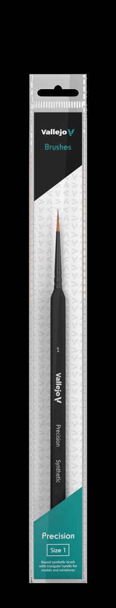 VALLEJO B03001 - Brosse - Précision - Brosse ronde synthétique, manche triangulaire n° 1