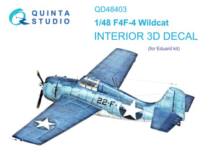 Intérieur imprimé en 3D et coloré sur papier décalcomanie Quinta Studio QD48403 F4F-4 Wildcat (Eduard) 1/48