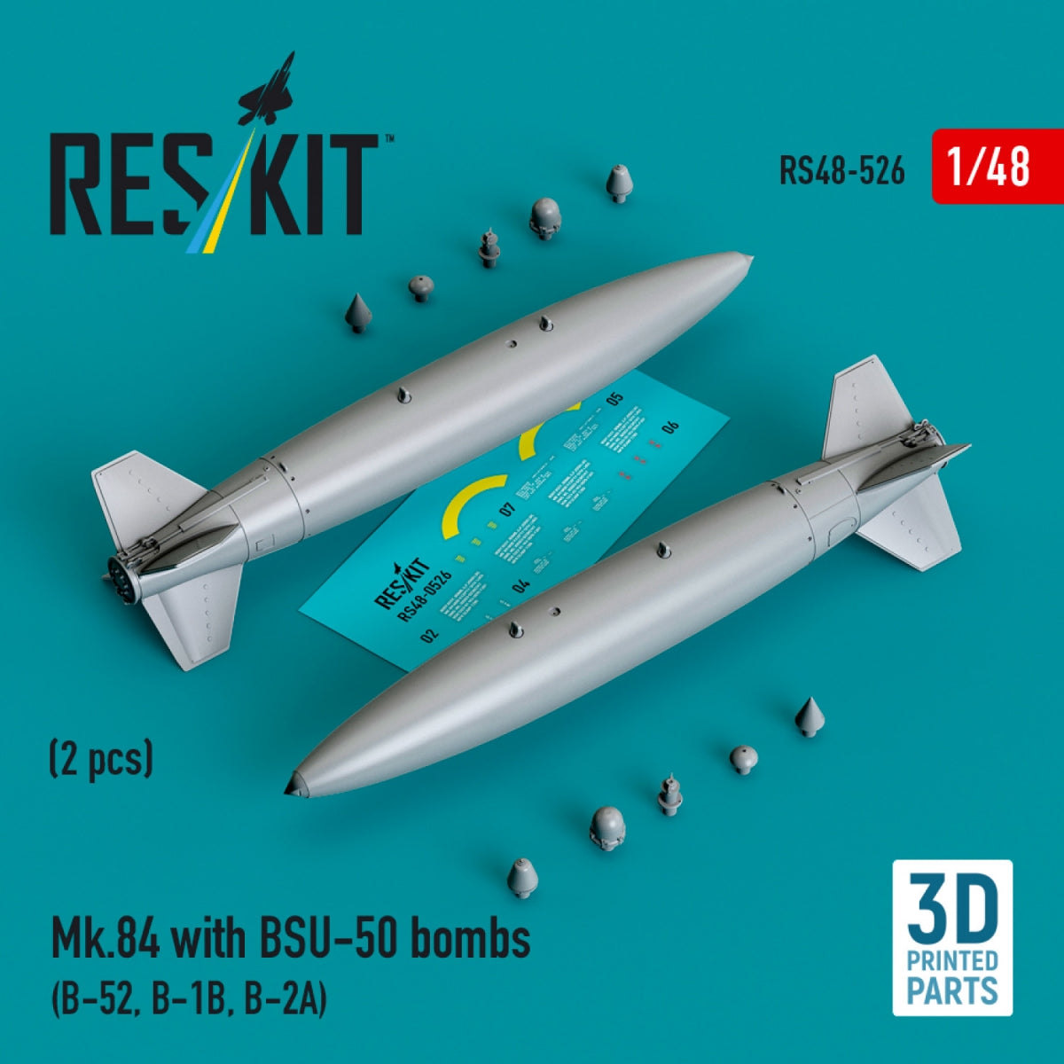 RESKIT RS48-0526 Mk.84 avec bombes BSU-50 (2 pièces) (impression 3D) 1/48