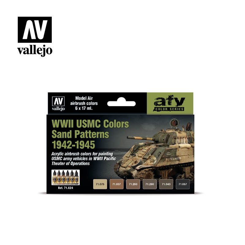 Vallejo 71624 Couleurs et motifs sable de l&amp;#39;USMC (Seconde Guerre mondiale, 1942-1945) 6 x 17 ml
