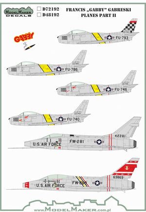 Décalcomanies ModelMaker D48192 Avions Francis « GABBY » Gabreski, partie II, échelle 1/48