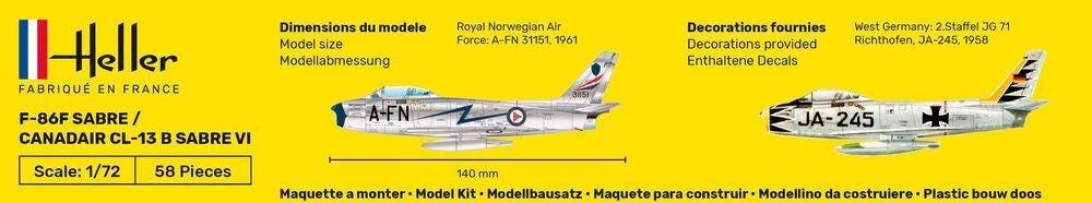 Heller 80277 F-86F SABRE / CANADAIR CL-13 B SABRE VI 1/72  – image 5