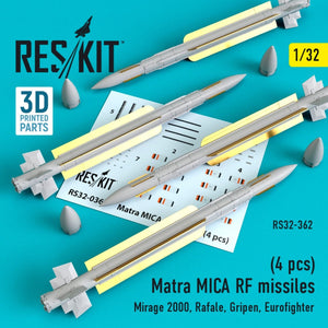 RESKIT RS32-0362 MATRA MICA MISSILES RF (4PCS) 1/32