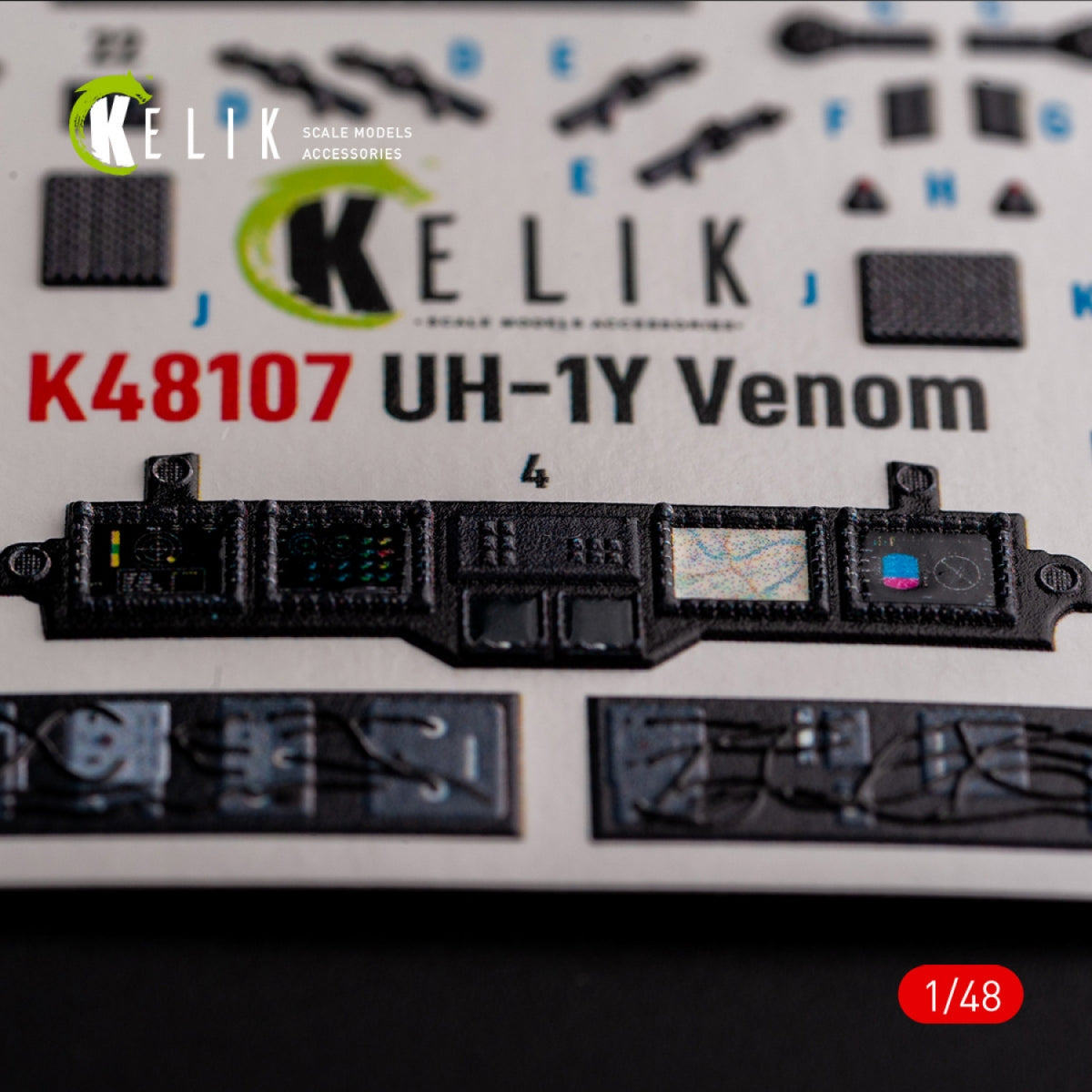 KELIK K48107 UH-1Y « Venom » - décalcomanies 3D intérieures pour maquette Zimi Model/KittyHawk au 1/48 – image 2