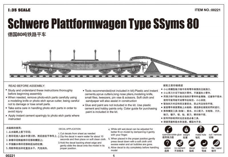 Trumpeter 00221 Schwere Plattformwagen Type SSyms 80 1/35 – zdjęcie 2