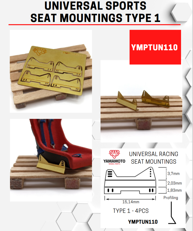 Yamamoto YMPTUN110 Universal Racing Seat Mounts - Type 1 1/24