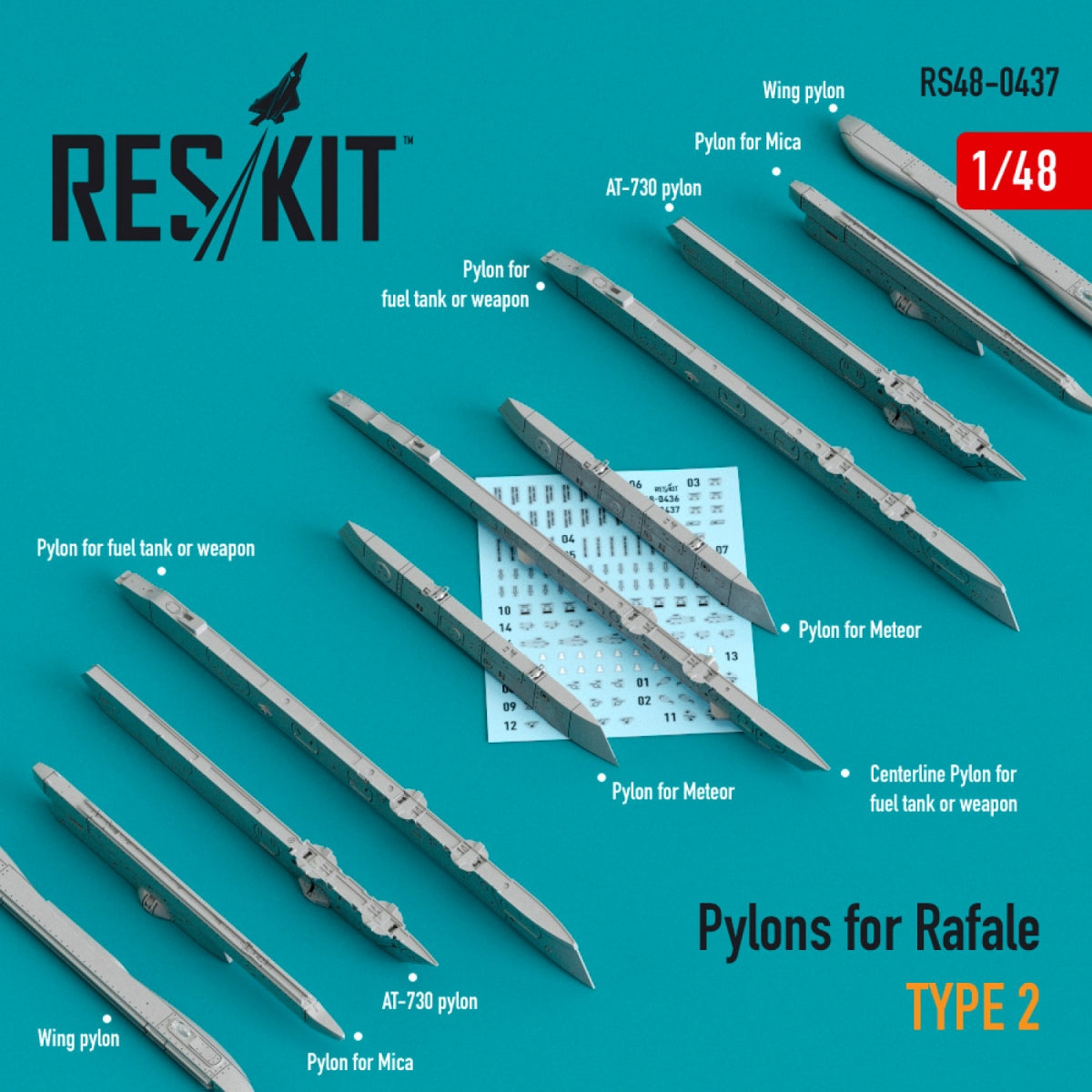 RESKIT RS48-0437 PYLÔNES POUR RAFALE TYPE 2 1/48