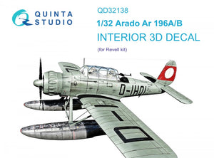 Intérieur imprimé en 3D et coloré sur papier décalcomanie (Revell) Quinta Studio QD32138 Ar 196A/B 1/32