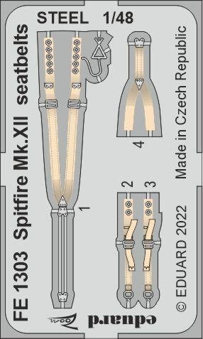 Ceintures de sécurité Eduard FE1303 Spitfire Mk. XII STEEL AIRFIX 1/48