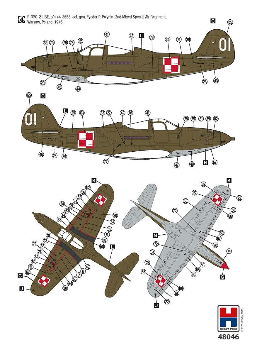Hobby 2000 48046 P-39Q/N Airacobra Eastern Front ( Hasegawa + Cartograf + Maski ) 1/48