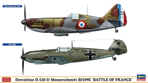 Hasegawa 02332 Dewoitine D.520 et Messerschmitt Bf109E « BATAILLE DE FRANCE » (2 maquettes dans la boîte) 1/72
