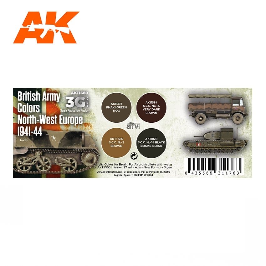 AK Interactive AK11680 3G COULEURS DE L&amp;#39;ARMÉE BRITANNIQUE EUROPE DU NORD-OUEST 1941-1944 4x17 ml – image 2