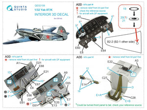 Intérieur imprimé en 3D et coloré sur papier décalcomanie (ICM) pour le Yak-9 T/K de Quinta Studio QD32159, échelle 1/32  – image 11