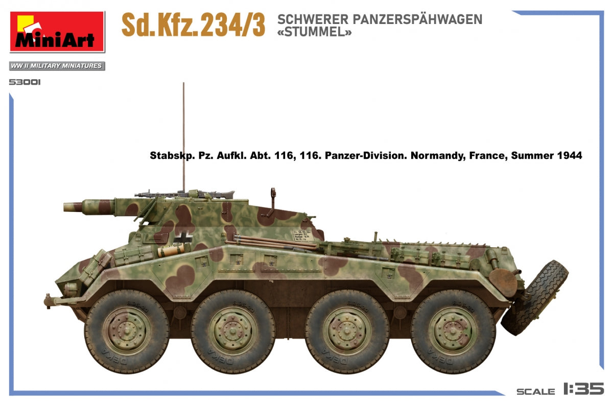 MiniArt 53001 Sd.Kfz.234/3 SCHWERER PANZERSPAHWAGEN STUMMEL 1/35 – zdjęcie 16