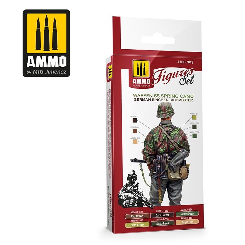 Munitions du Mig Jimenez 7043 Waffen SS Spring Camo. Ensemble de figurines allemandes Einchenlaubmuster 6x17ml – Bild 2