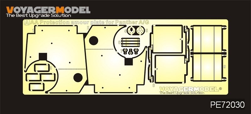Maquette Voyager PE72030, blindé antiaérien allemand Panther A/G Pz.Rgt.26 de la Seconde Guerre mondiale, échelle 1/72.