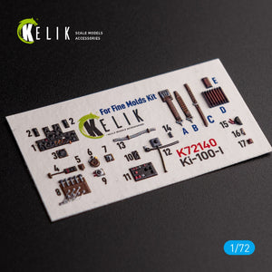KELIK K72140 Ki-100-I - Décalcomanies 3D intérieures pour maquette FineMolds au 1/72
