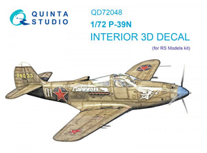 Intérieur imprimé en 3D et coloré sur papier décalcomanie Quinta Studio QD72048 P-39N (RS Models) 1/72