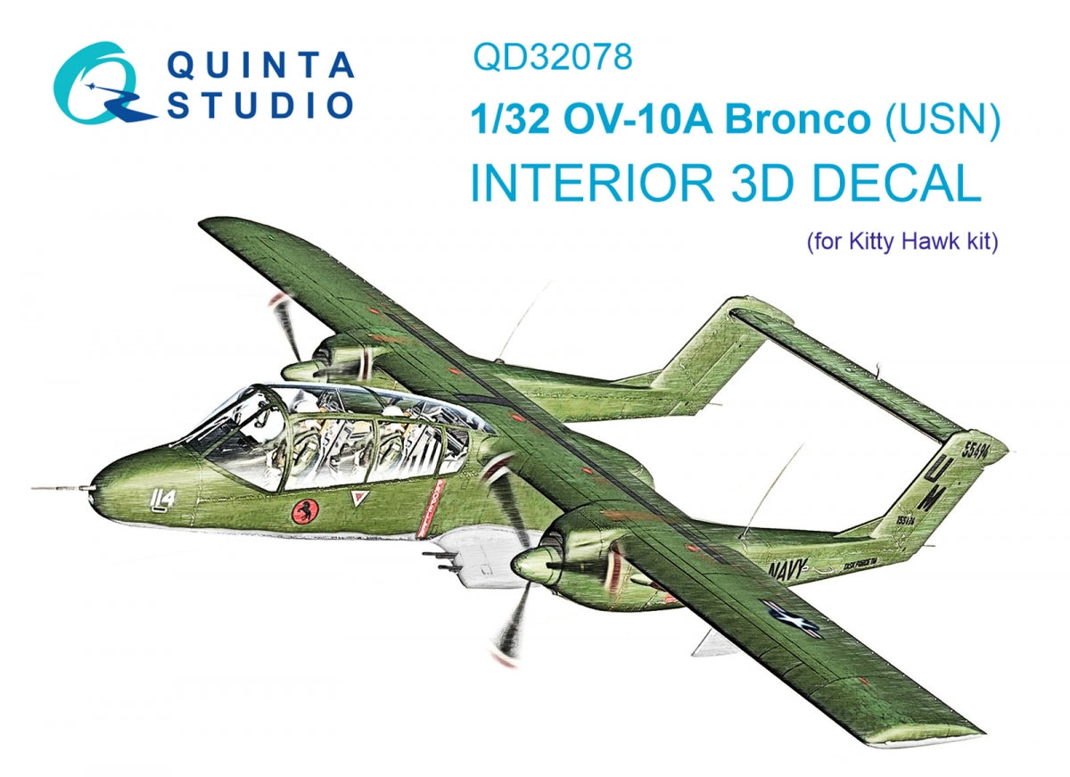 Intérieur imprimé en 3D et coloré sur papier décalcomanie (KittyHawk) pour OV-10A (version USN) de Quinta Studio QD32078, échelle 1/32