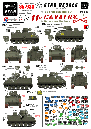 Star Decals 35-933 11e régiment de cavalerie au Vietnam et au Cambodge 1 1/35