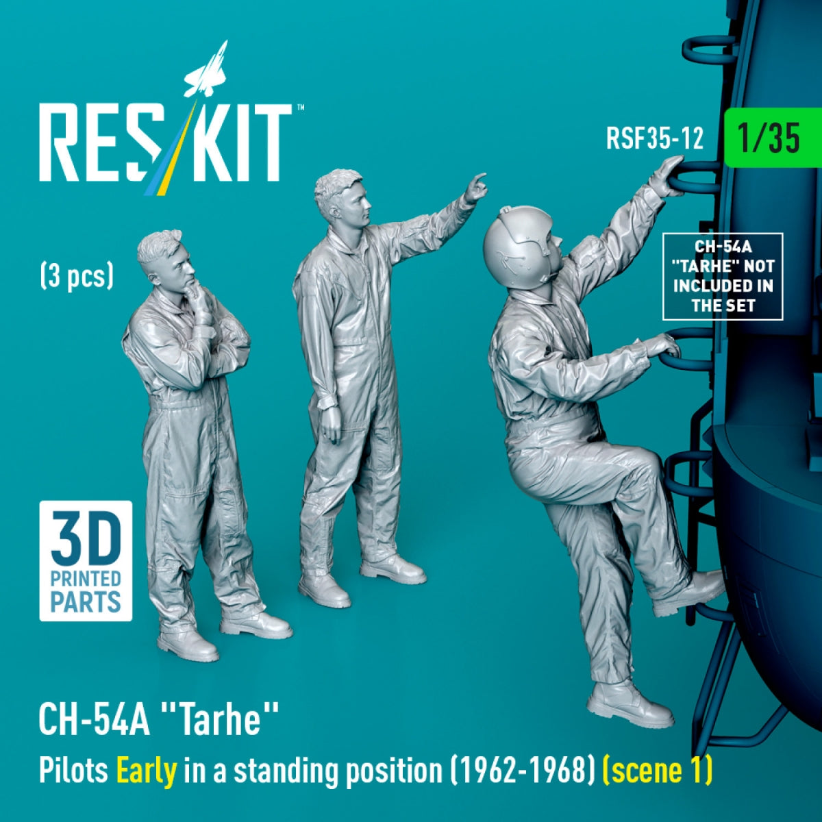 RESKIT RSF35-0012 Pilotes de CH-54A « Tarhe » en position debout (1962-1968) (scène 1) (3 pièces) (Impression 3D) 1/35