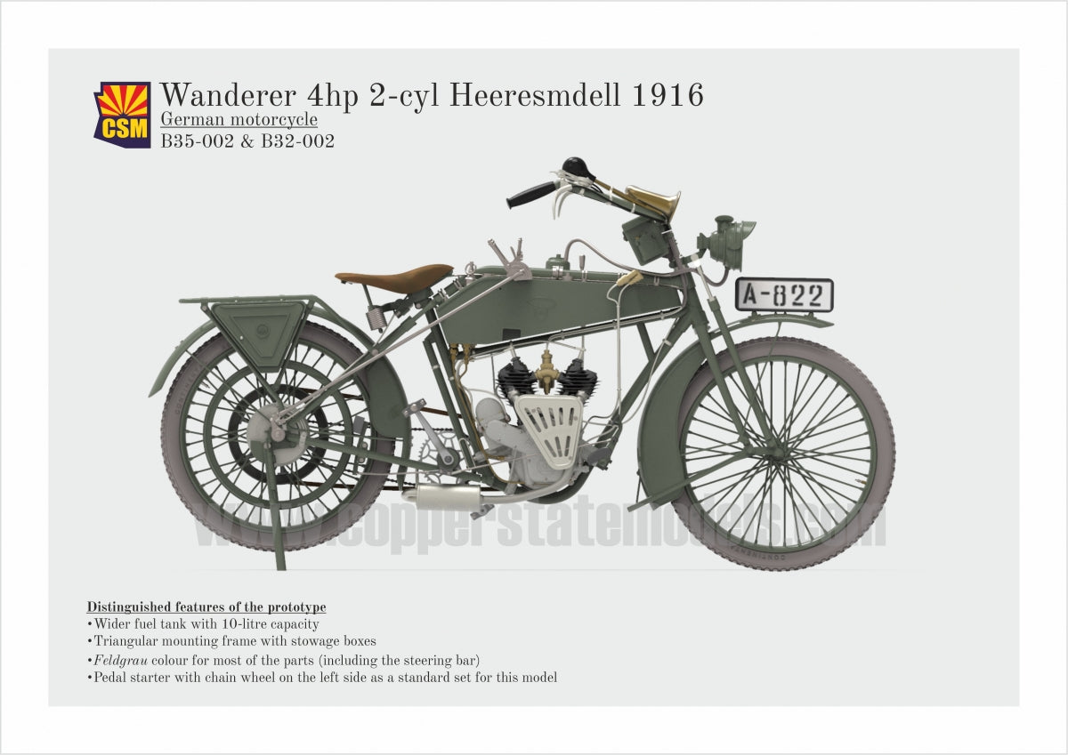 Copper State Models B35-002 Wanderer 4PS 1916 Motorcycle 1/35 – zdjęcie 3