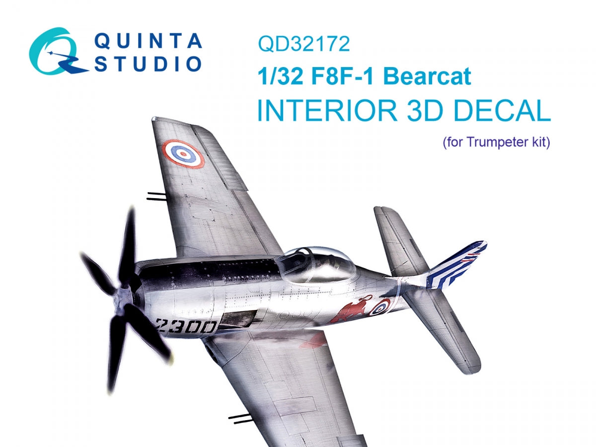 Intérieur coloré imprimé en 3D sur papier décalcomanie pour F8F-1 Bearcat (Trumpeter) de Quinta Studio QD32172, échelle 1/32