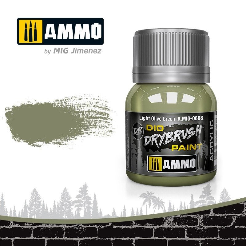 Ammo of Mig 0608 DRYBRUSH Vert olive clair 40ml