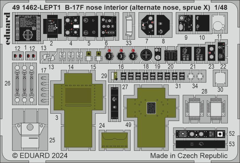 Intérieur du nez du B-17F (nez alternatif, grappe X) Eduard 491462 EDUARD 1/48 