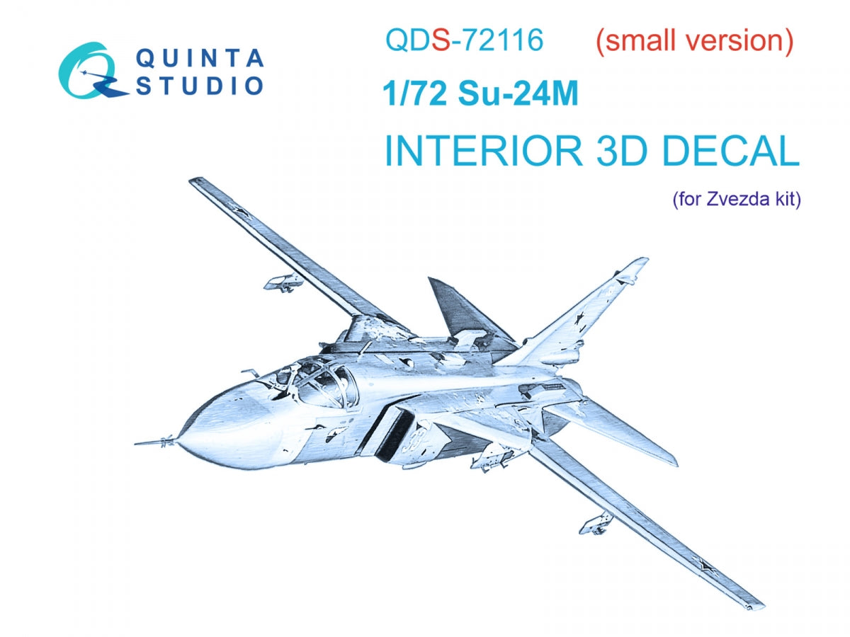 Intérieur coloré imprimé en 3D sur papier décalcomanie (Zvezda) pour Su-24M (QDS-72116) (petite version) à l'échelle 1/72