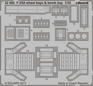 Eduard 32405 Baies de train d&amp;#39;atterrissage et soutes à bombes F-35A Baies de train d&amp;#39;atterrissage et soutes à bombes ITALERI 1/32