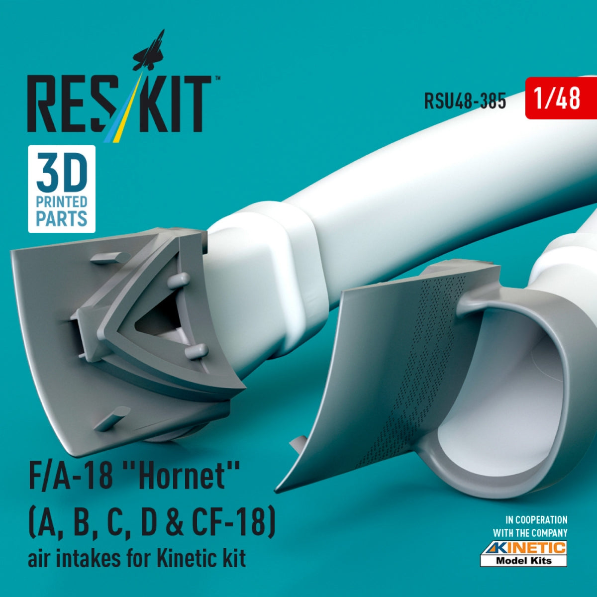RESKIT RSU48-0385 F/A-18 &amp;quot;Hornet&amp;quot; (A, B, C, D &amp;amp; CF-18) air intakes for Kinetic kit (3D Printed) 1/48 – zdjęcie 3