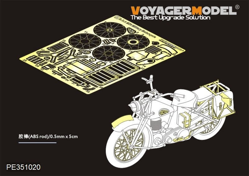 Kit d&amp;#39;amélioration Voyager Model PE351020 pour moto militaire britannique BSA M20 de la Seconde Guerre mondiale, compatible avec la maquette TAMIYA 35316 au 1/35